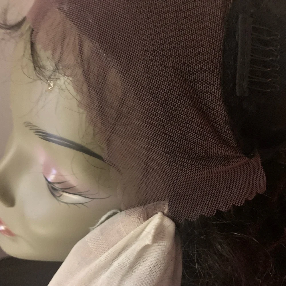 100 Human Hair Black Curly Lace Front Wig - Picture 4 of 13